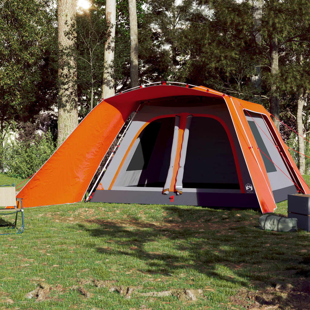 VidaXL Familienzelt 9 Personen mit Vordach Grau/Orange 3/7