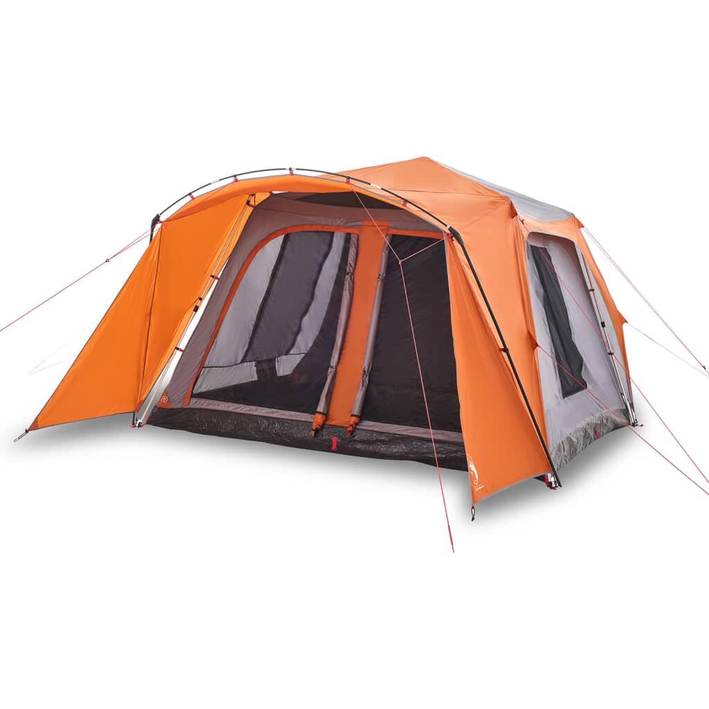 VidaXL Familienzelt 9 Personen mit Vordach Grau/Orange 2/7