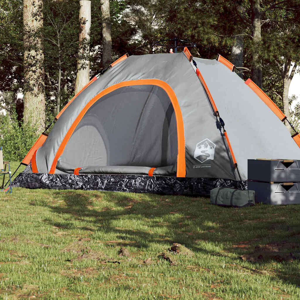 VidaXL Schnellaufbau-Zelt für 5–6 Personen grau/orange 1/7
