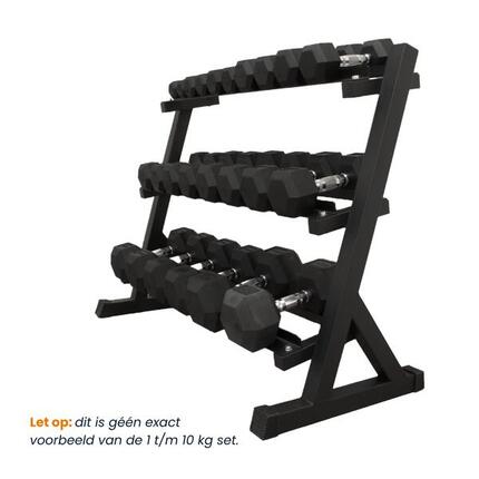 Hexa Dumbbell set 110 kg + Dumbbell Rack - Opbergsysteem