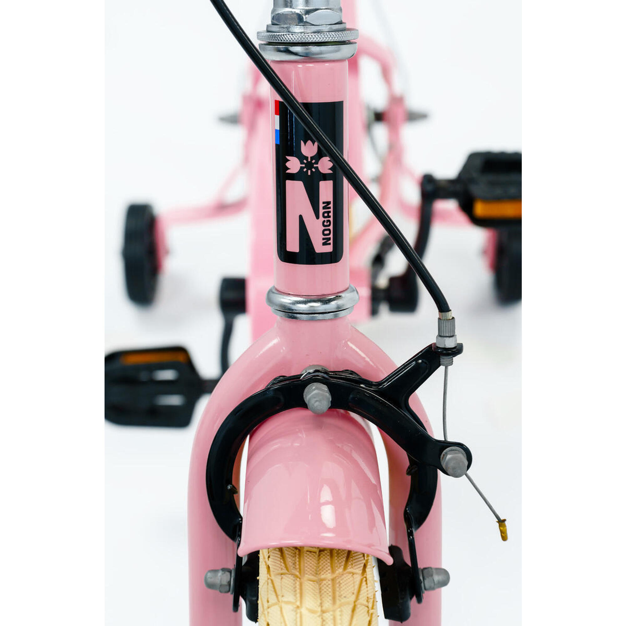 Vélo enfant Nogan Dutchy - 12 pouces - Rose brillant - Avec roulettes