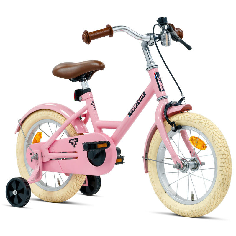Vélo enfant Nogan Dutchy - 14 pouces - Rose brillant - Avec roulettes
