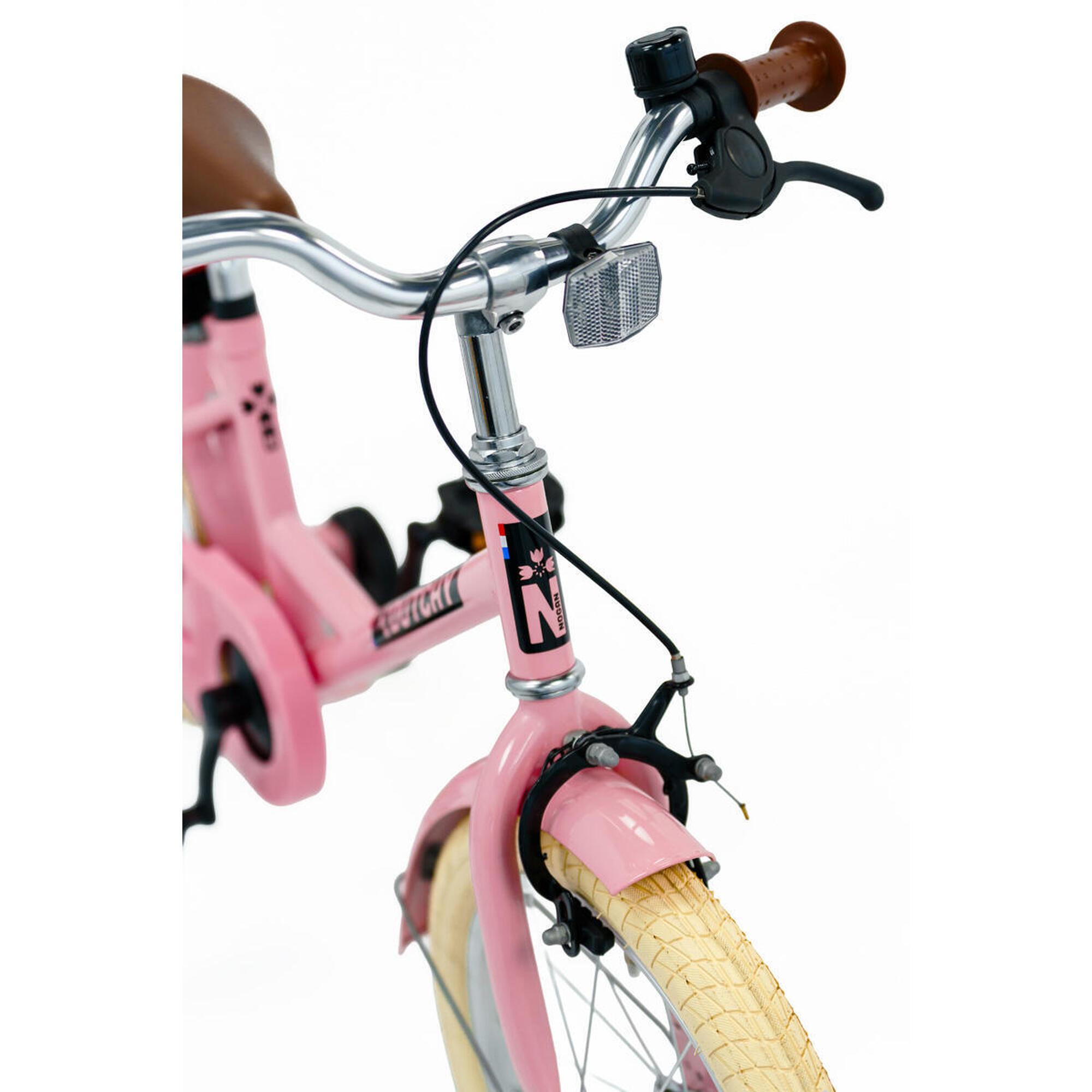 Vélo enfant Nogan Dutchy - 18 pouces - Rose brillant - Avec roulettes