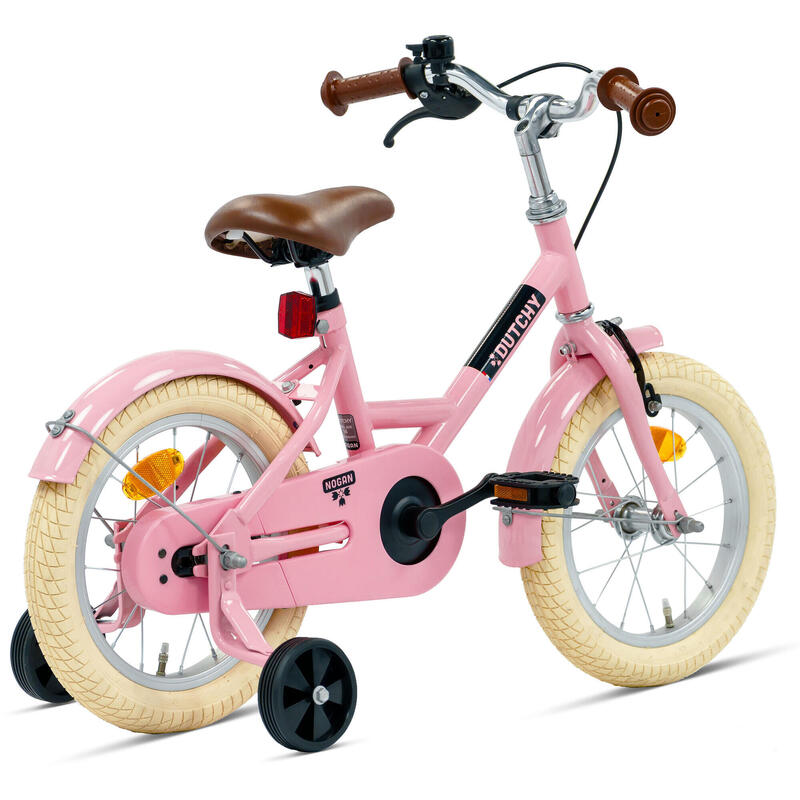 Vélo enfant Nogan Dutchy - 14 pouces - Rose brillant - Avec roulettes