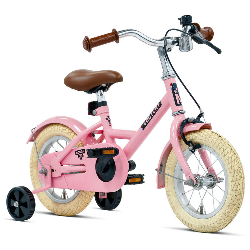 Vélo enfant Nogan Dutchy - 12 pouces - Rose brillant - Avec roulettes