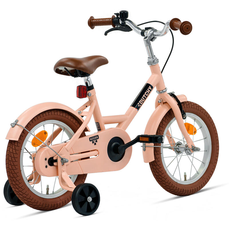 Vélo enfant Nogan Dutchy - 14 pouces - Rose mat - Avec roulettes