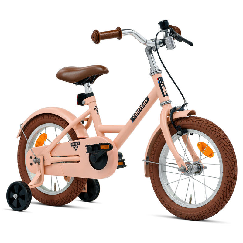 Vélo enfant Nogan Dutchy - 14 pouces - Rose mat - Avec roulettes