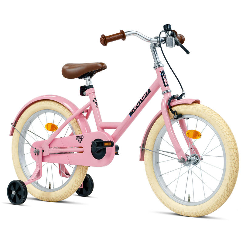 Vélo enfant Nogan Dutchy - 18 pouces - Rose brillant - Avec roulettes