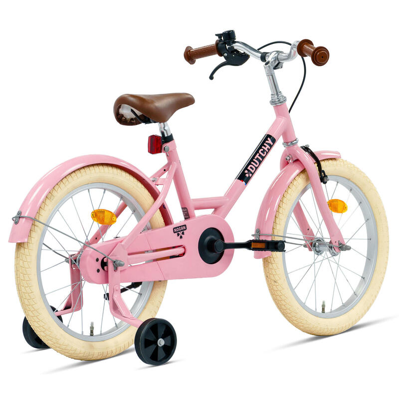 Vélo enfant Nogan Dutchy - 18 pouces - Rose brillant - Avec roulettes
