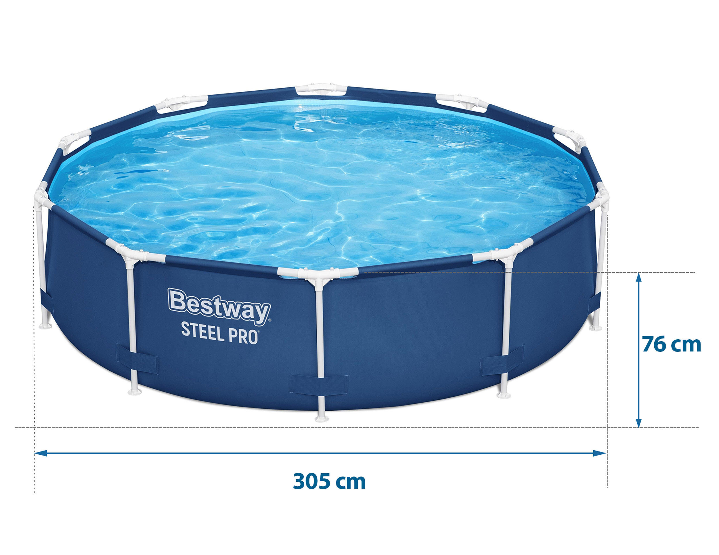 Bestway Piscine hors sol tubulaire ronde Bestway Steel Pro 305 x 76 cm bleu 5/7