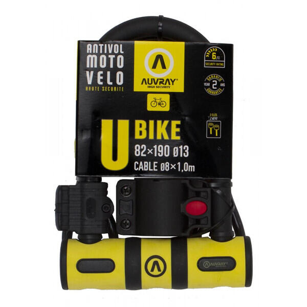 Diebstahlsicherung u + Kabel Auvray Bike U 82X147 C. 100 D8 2/3