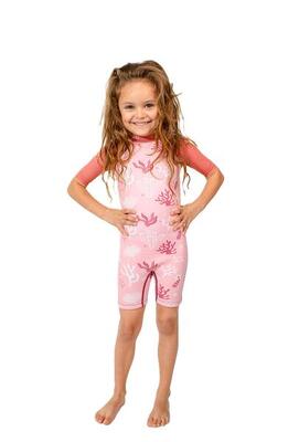 Muta corta in neoprene da 2 mm per bambini. taglio pantaloncini. rosa