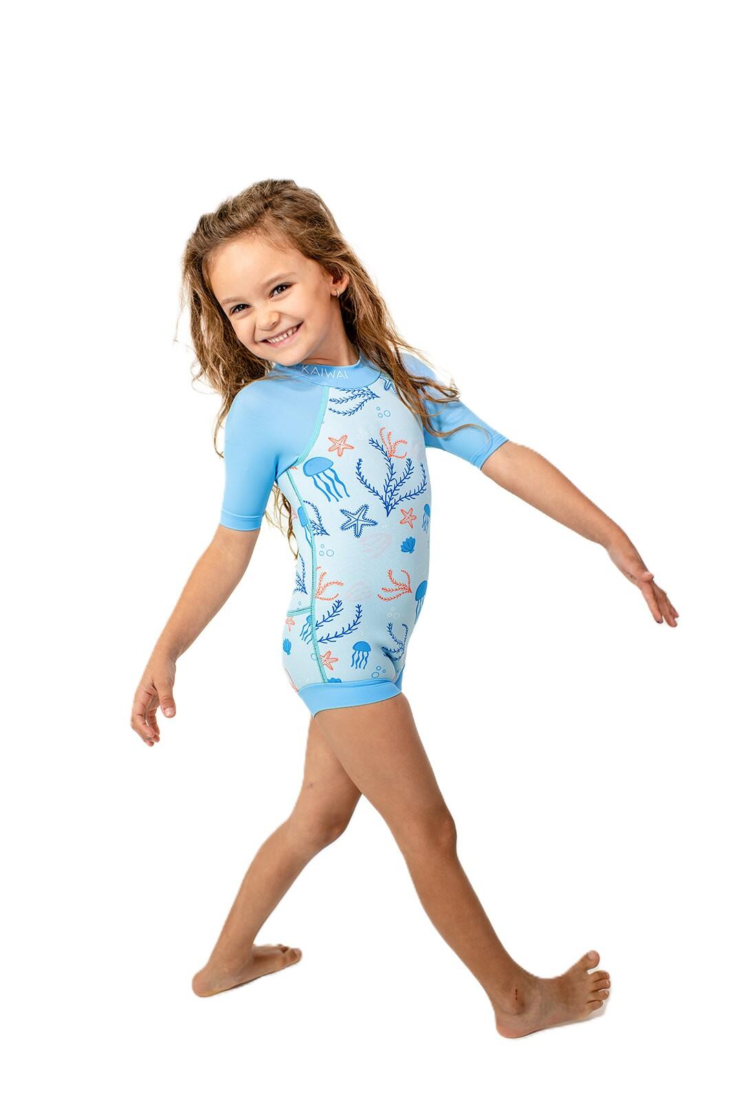Muta corta in neoprene da 2 mm per bambini, taglio body, blu 2/4