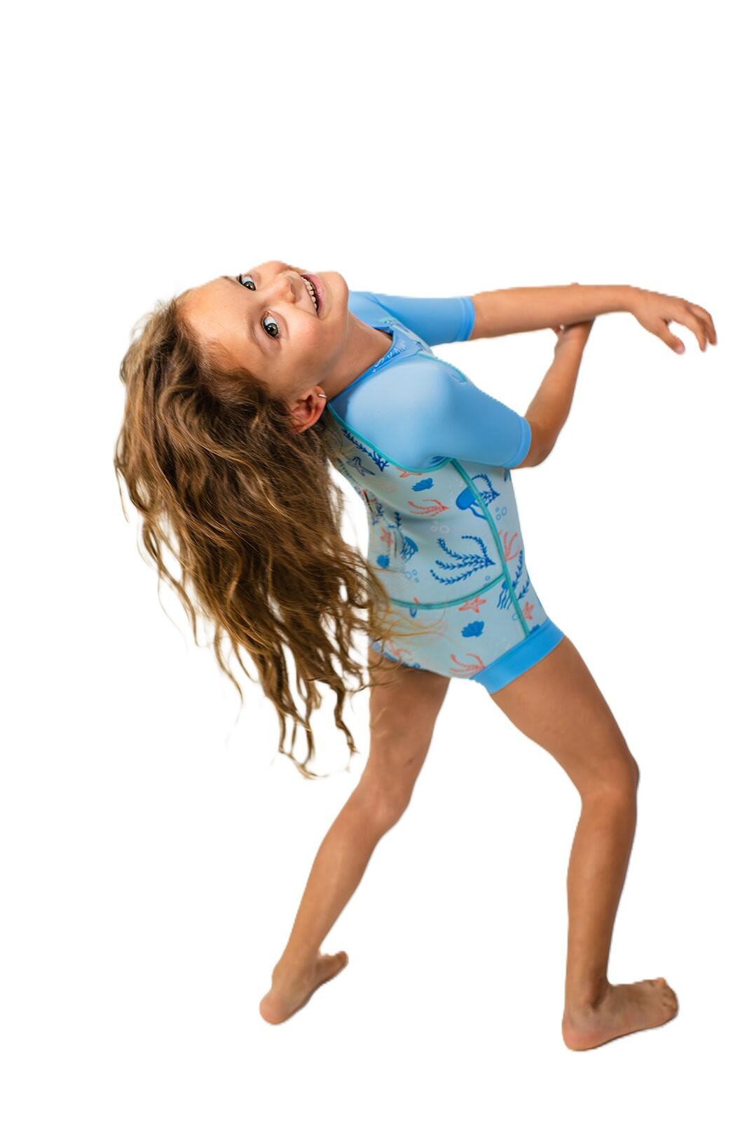 Muta corta in neoprene da 2 mm per bambini, taglio body, blu 3/4