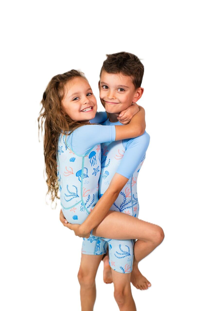 Muta corta in neoprene da 2 mm per bambini, taglio body, blu 4/4