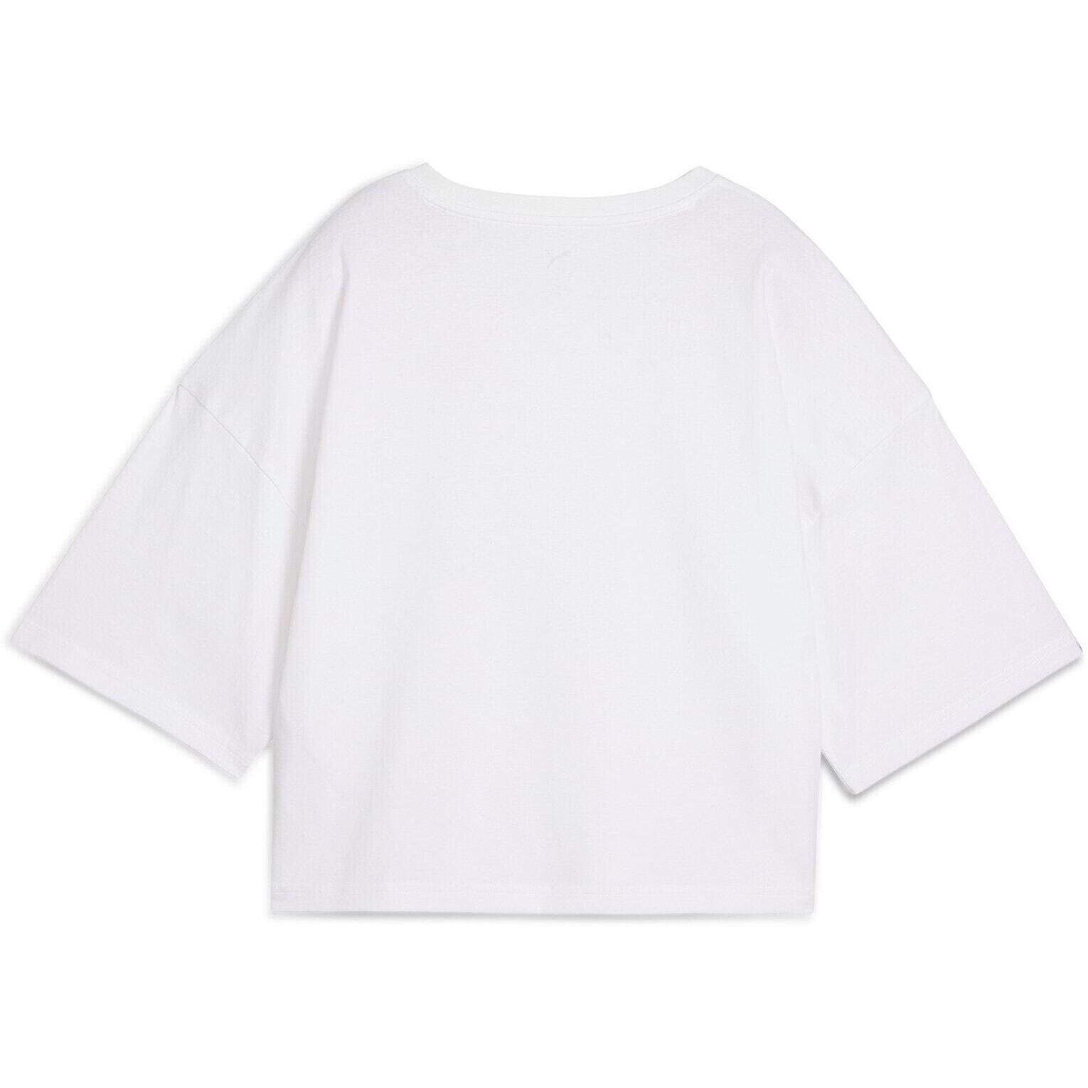 T-shirt Puma Wardrobe Ess Oversized Short Tee Bl, Blanc, Femmes 5/5