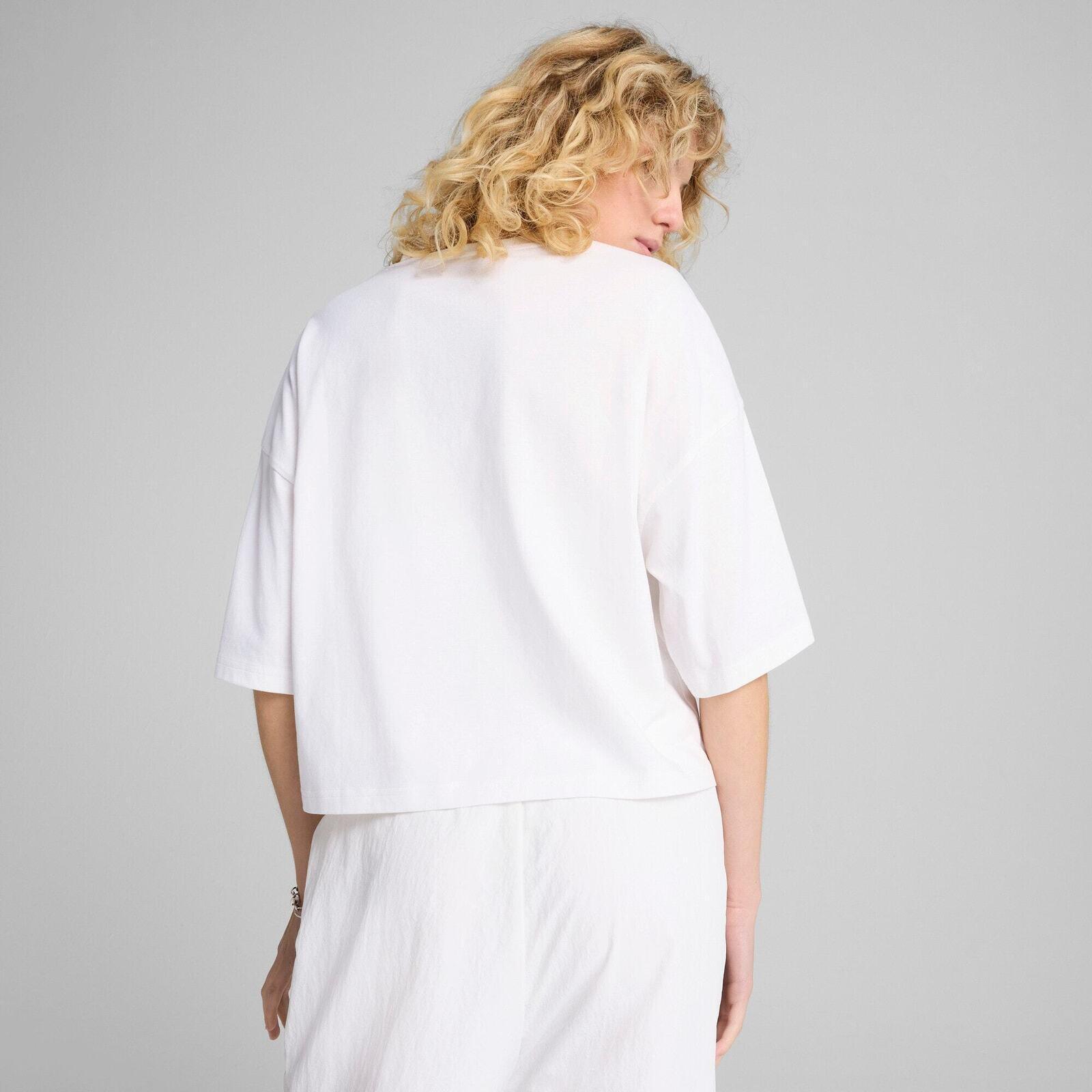 T-shirt Puma Wardrobe Ess Oversized Short Tee Bl, Blanc, Femmes 2/5