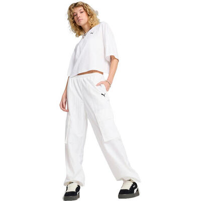 T-shirt puma wardrobe ess oversized short tee bl. wit. dames