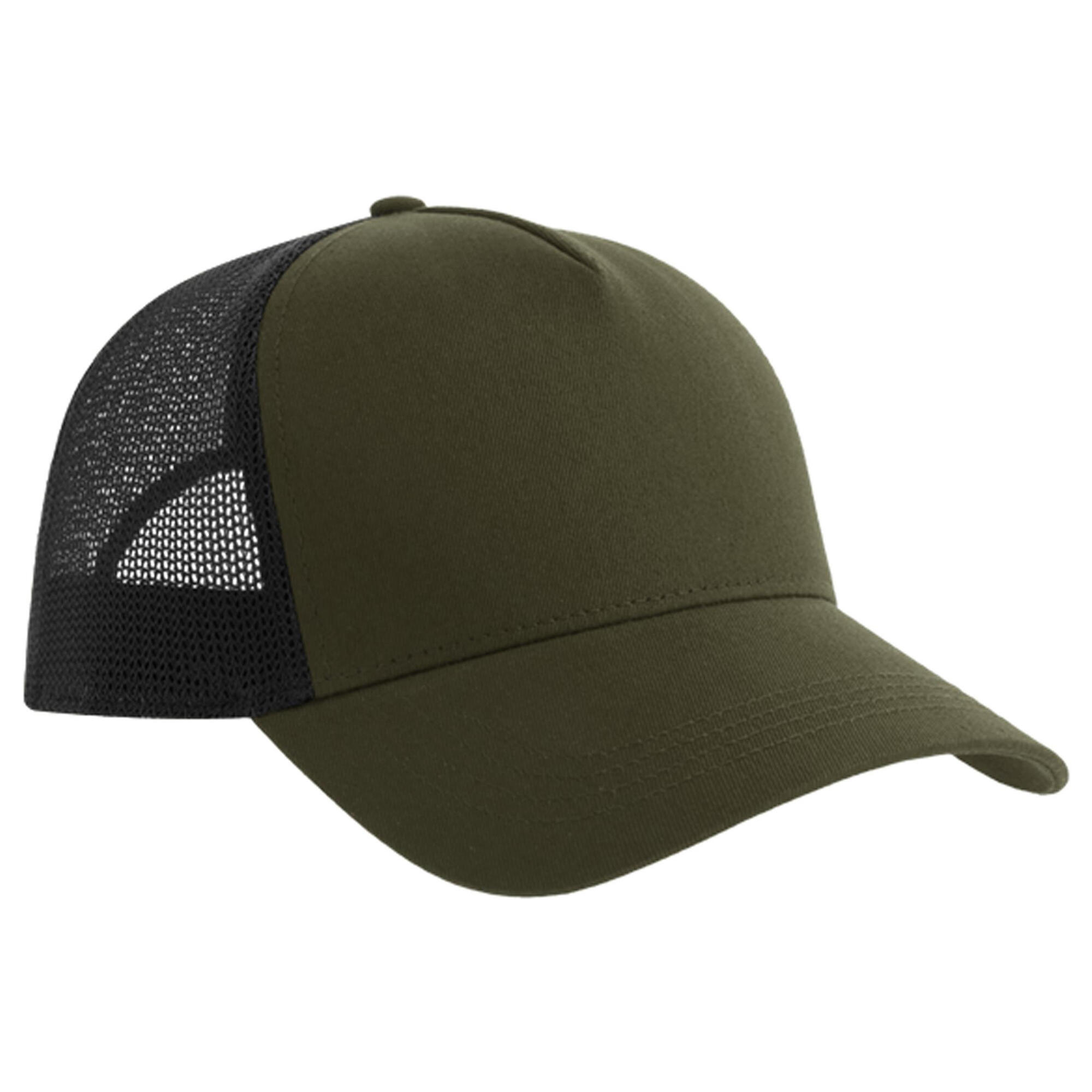 Rapper 5 Panel Cotton Trucker Cap (Olive/Black) 2/2
