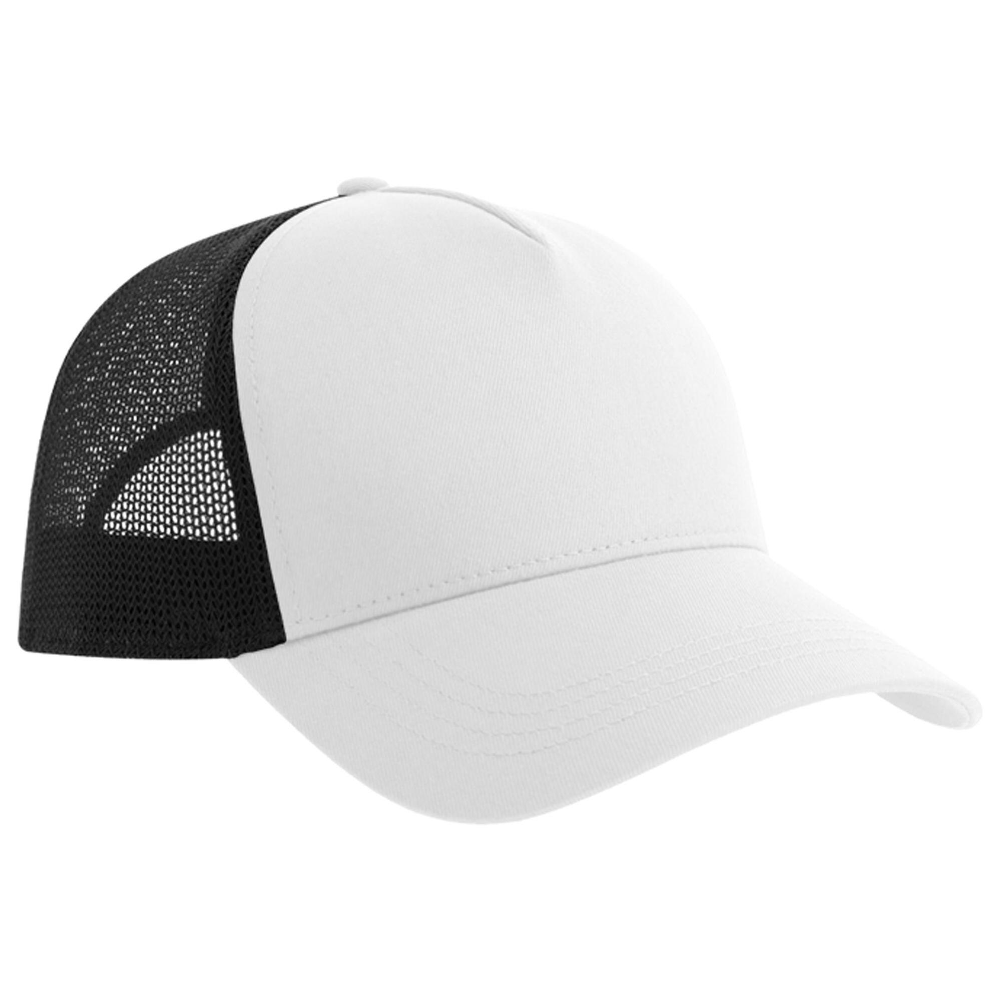 Rapper 5 Panel Cotton Trucker Cap (White/Black) 2/2