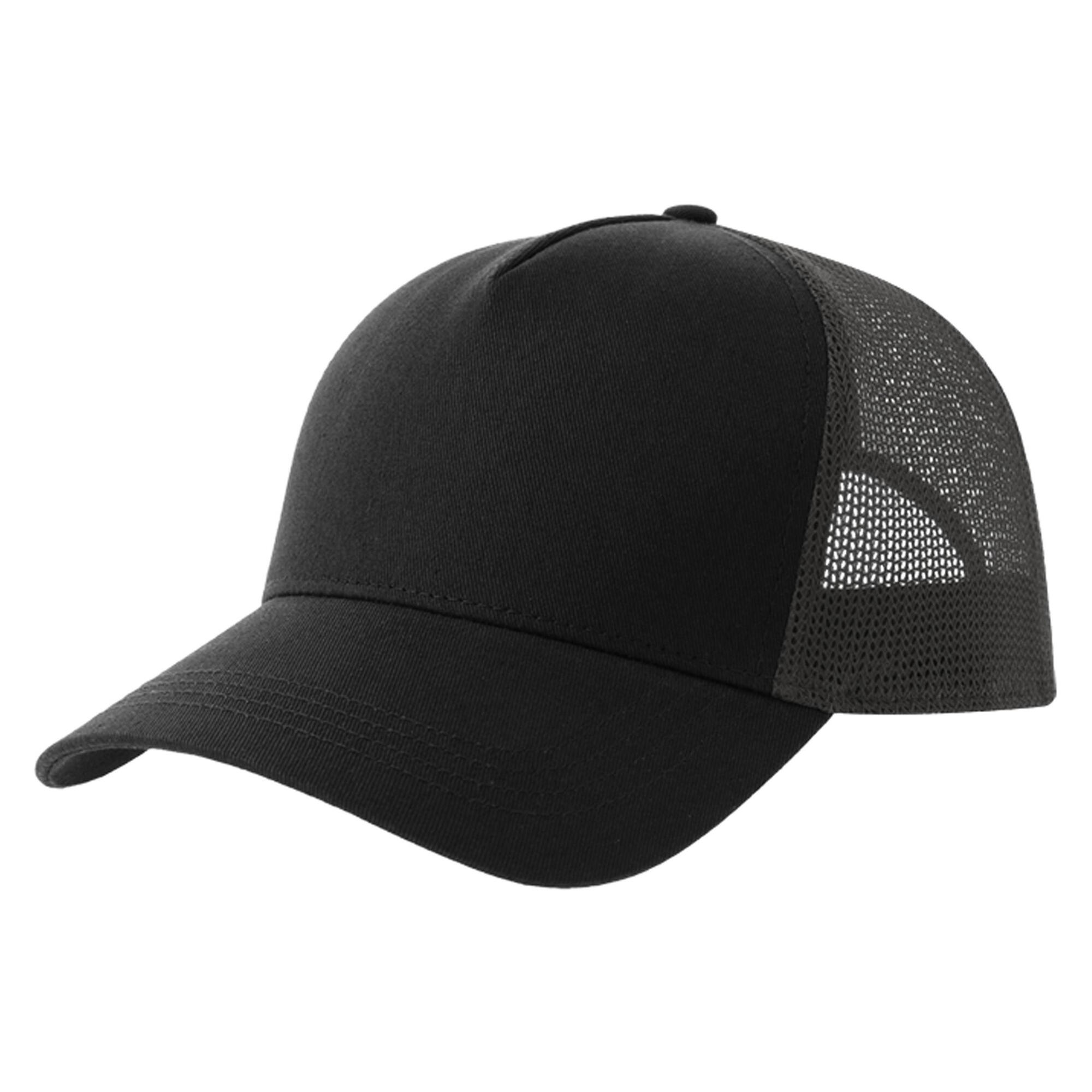 ATLANTIS Rapper 5 Panel Cotton Trucker Cap (Black/Dark Grey)