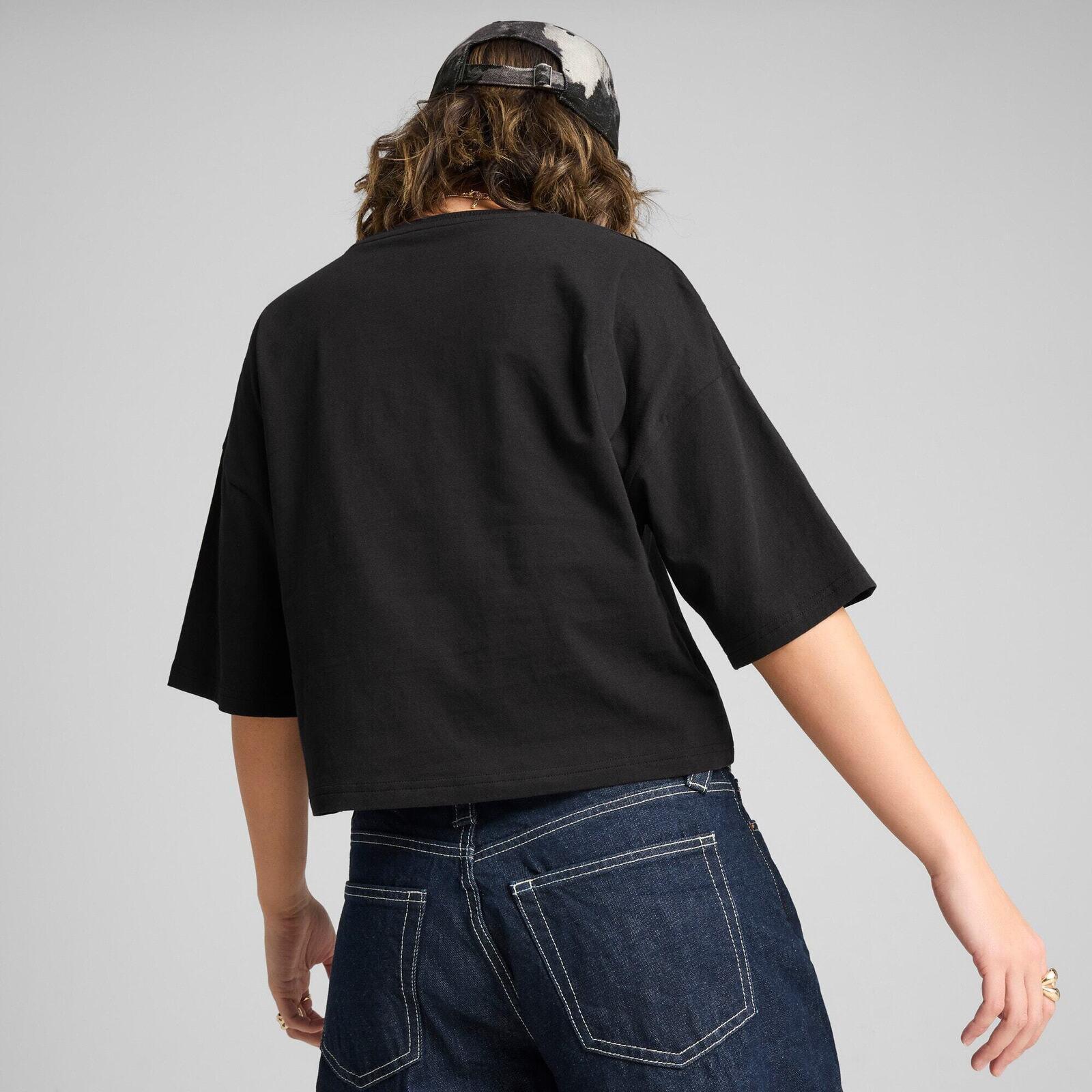 T-shirt Puma Wardrobe Ess Oversized Short Tee Bl, Noir, Femmes 2/5