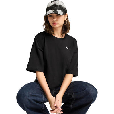 T-shirt puma wardrobe ess oversized short tee bl. zwart. dames