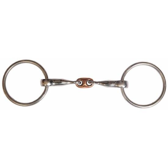 Mors double brisure pour cheval avec maillon central en cuivre Karlslund