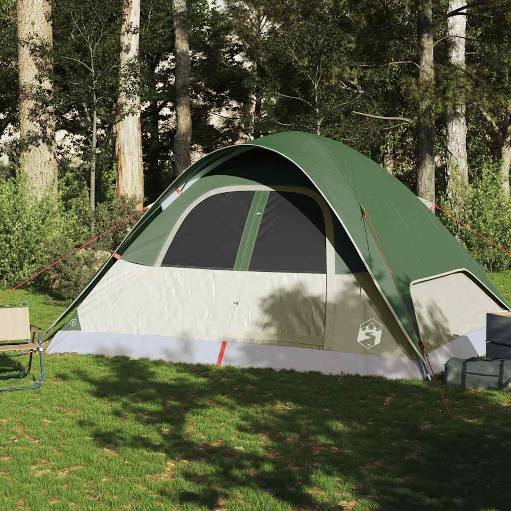 VidaXL Tente Dôme 6 Personnes Étanche Verte 3/7