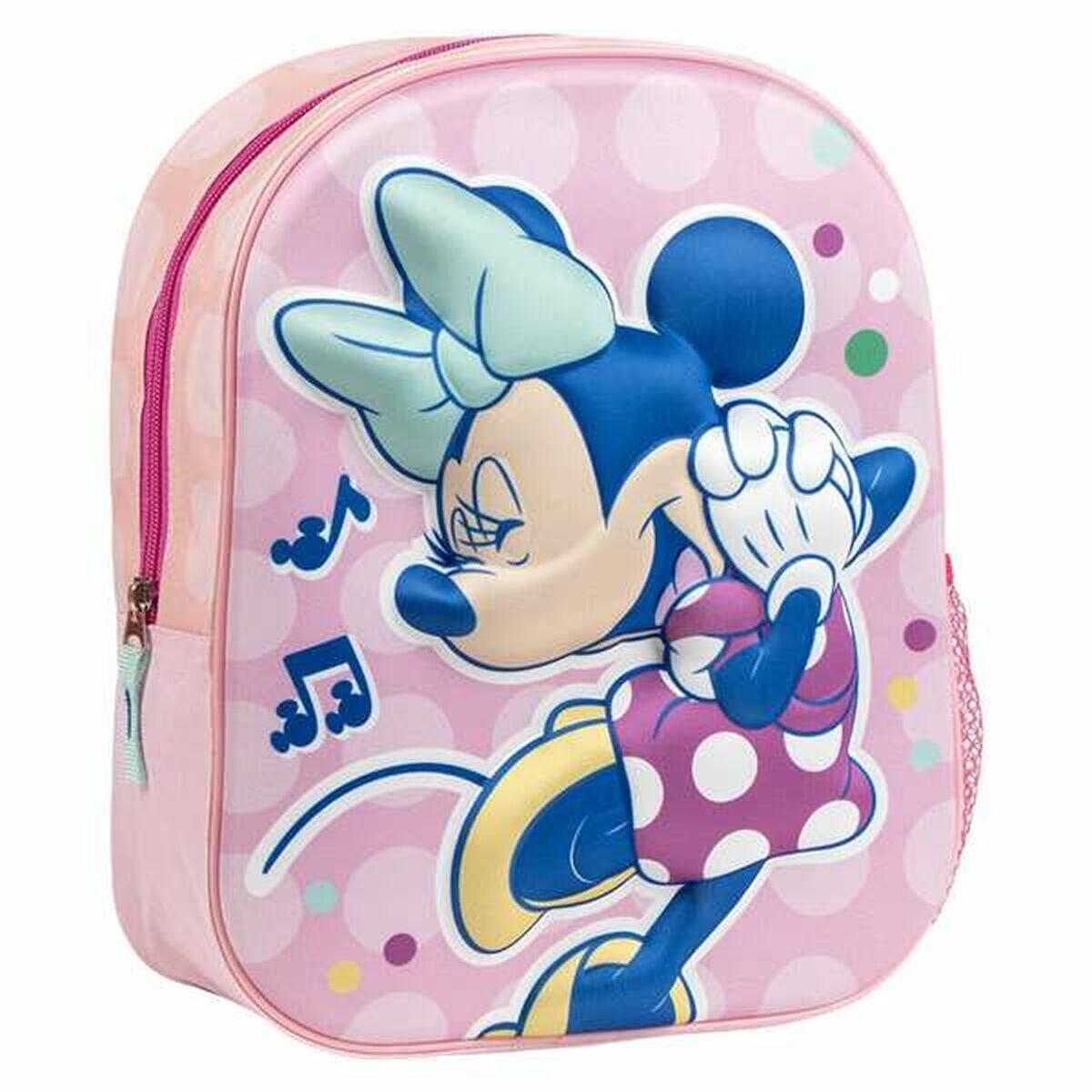 Mochila escolar 3d minnie mouse cor de rosa