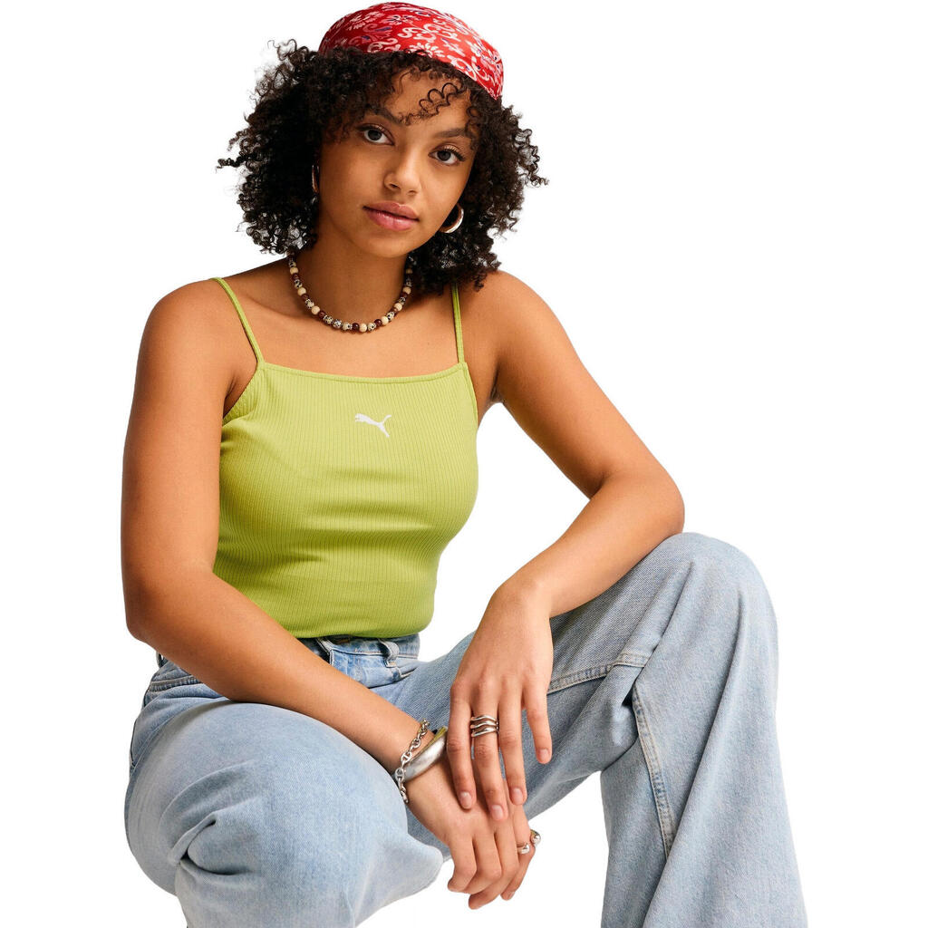 Потник Puma Wardrobe Ess Ribbed Tank Top, Зелен, Жени