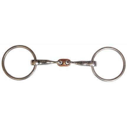 Mors double brisure pour cheval avec maillon central en cuivre Karlslund