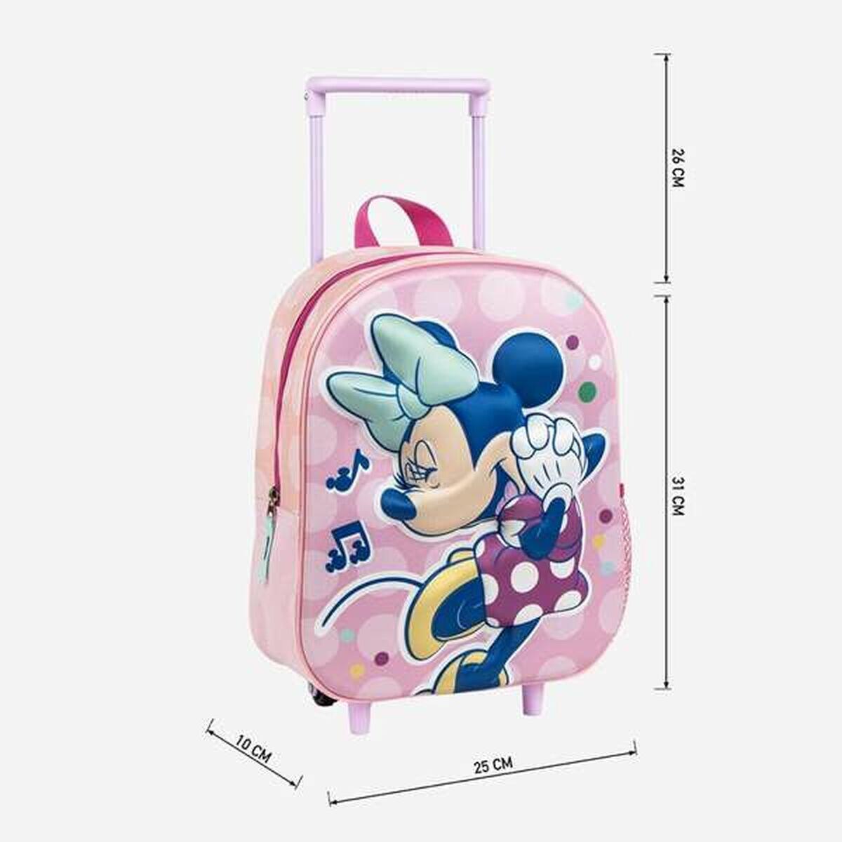 Mochila Escolar 3D con Ruedas Minnie Mouse Rosa 5/5