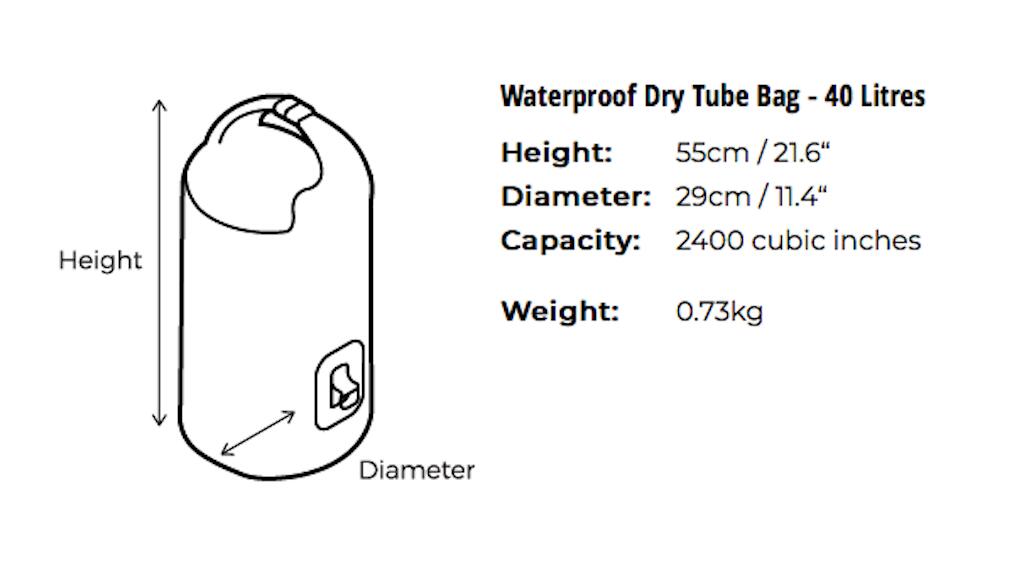 40 Litre Dry Tube Waterproof Bag Black 6/6