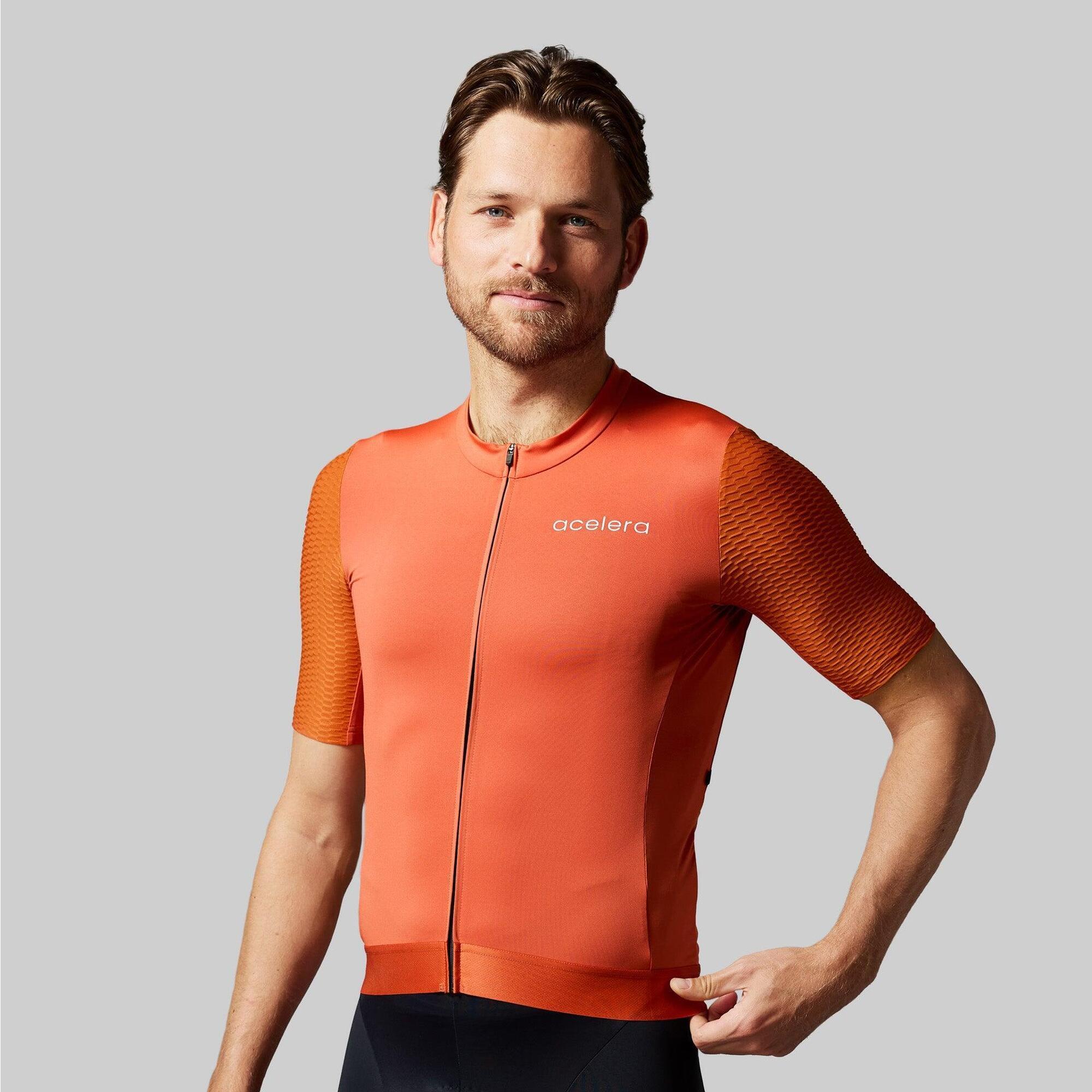 Acelera - Pro Maillot Cyclisme Homme Été Manches Courtes Respirant Jersey Vélo Route - Maillot Manches Courtes - Orange - S - Decathlon