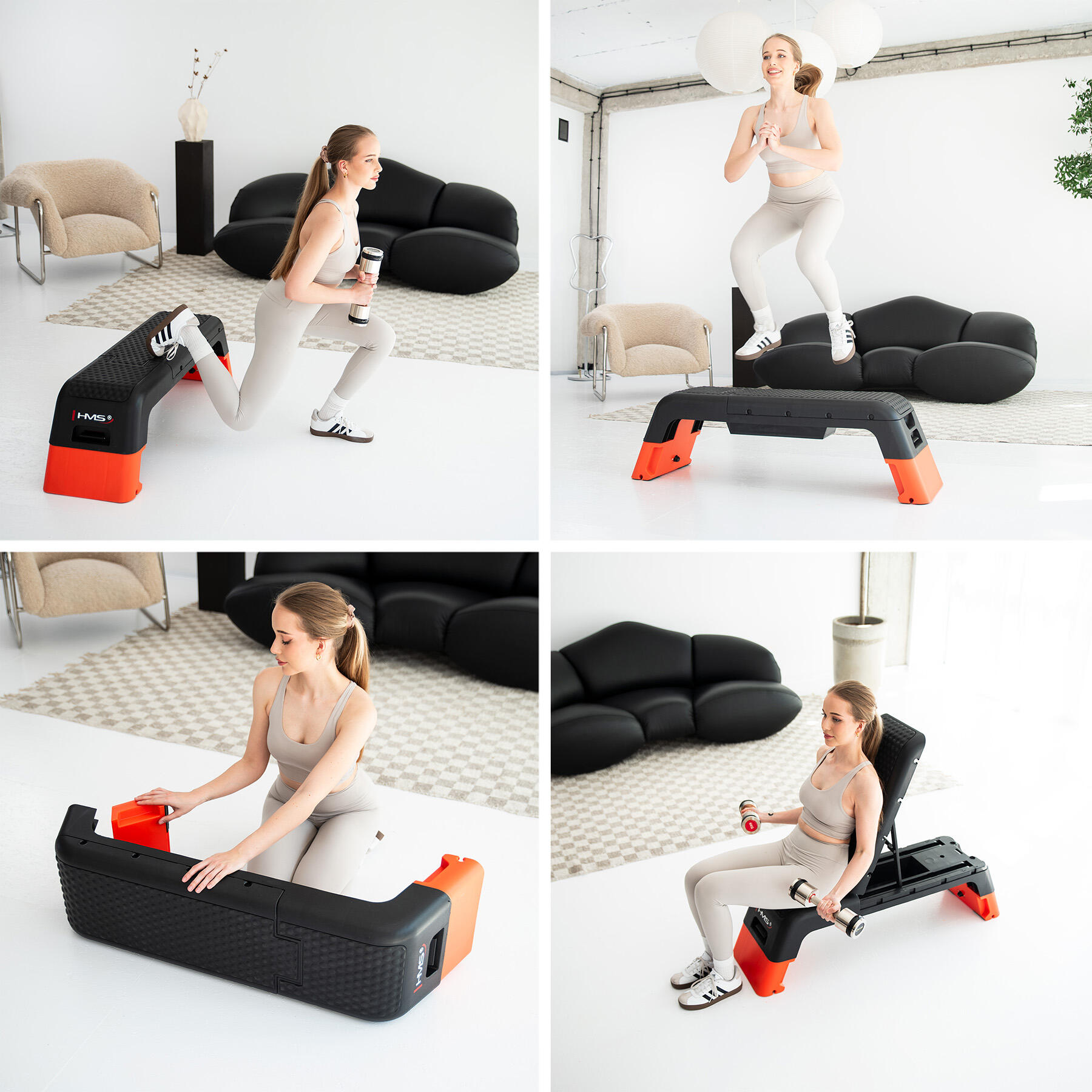 Verstelbare Fitness Step Pro - Zwart/Oranje 6/7