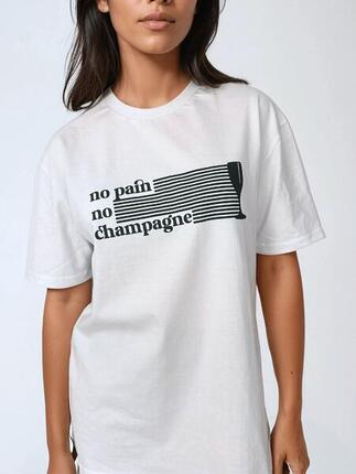 Biały T-shirt Damski - No Pain No Champagne BeShaped