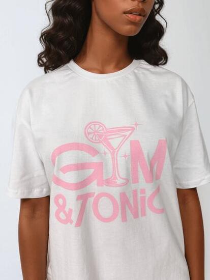Biały T-shirt Damski - Gym & Tonic BeShaped
