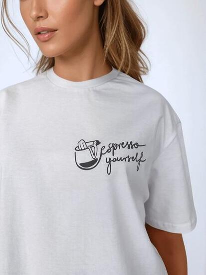 Biały T-shirt Damski Espresso Yourself BeShaped