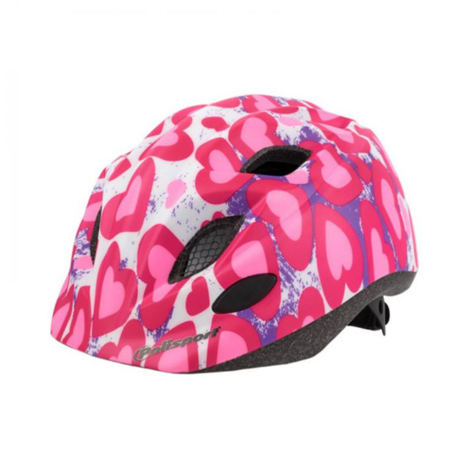 POLISPORT Fietshelm Glitter Hearts S 52-56 cm - roze/wit