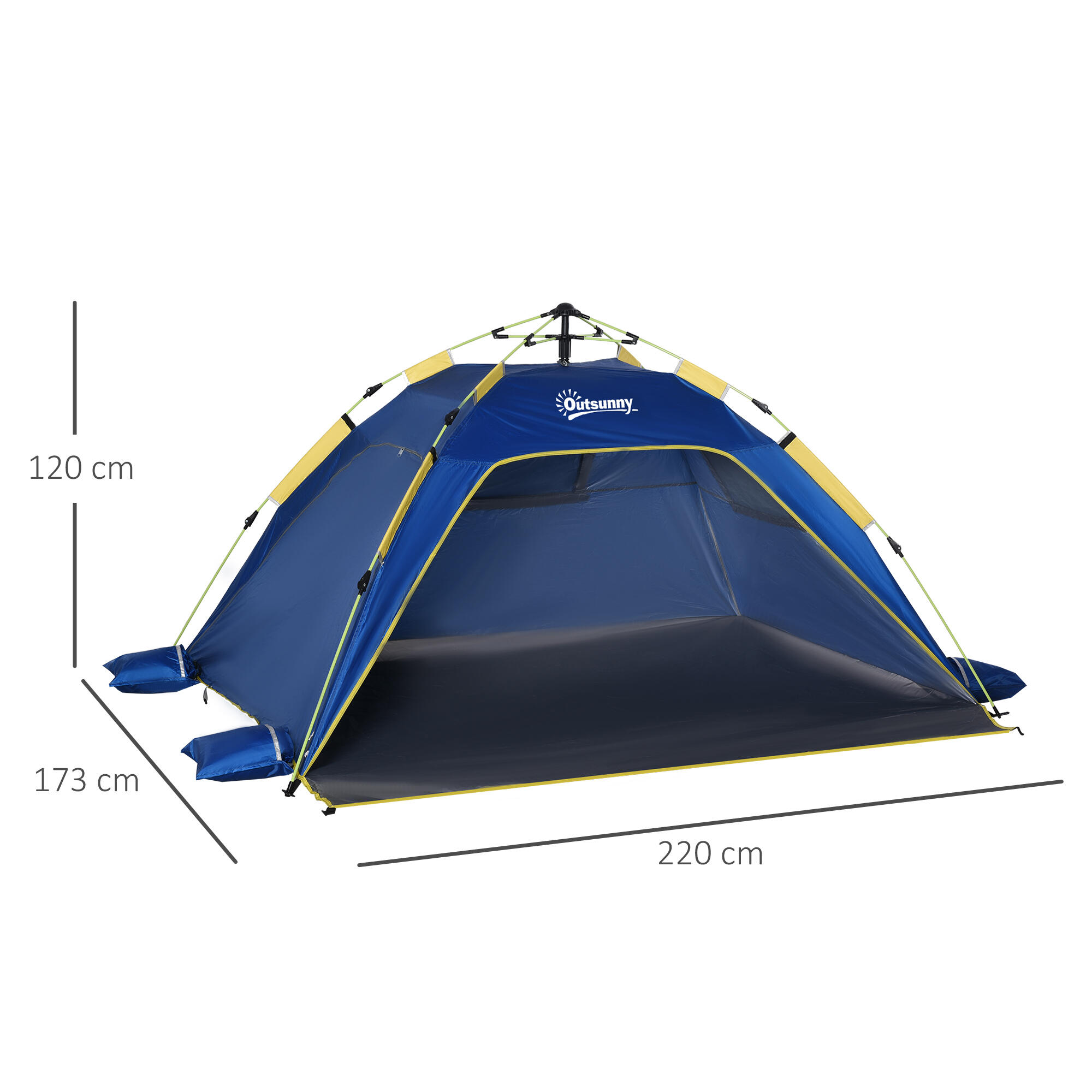 Outsunny Tenda da Spiaggia Pop Up con Finestre Traforate 3/5