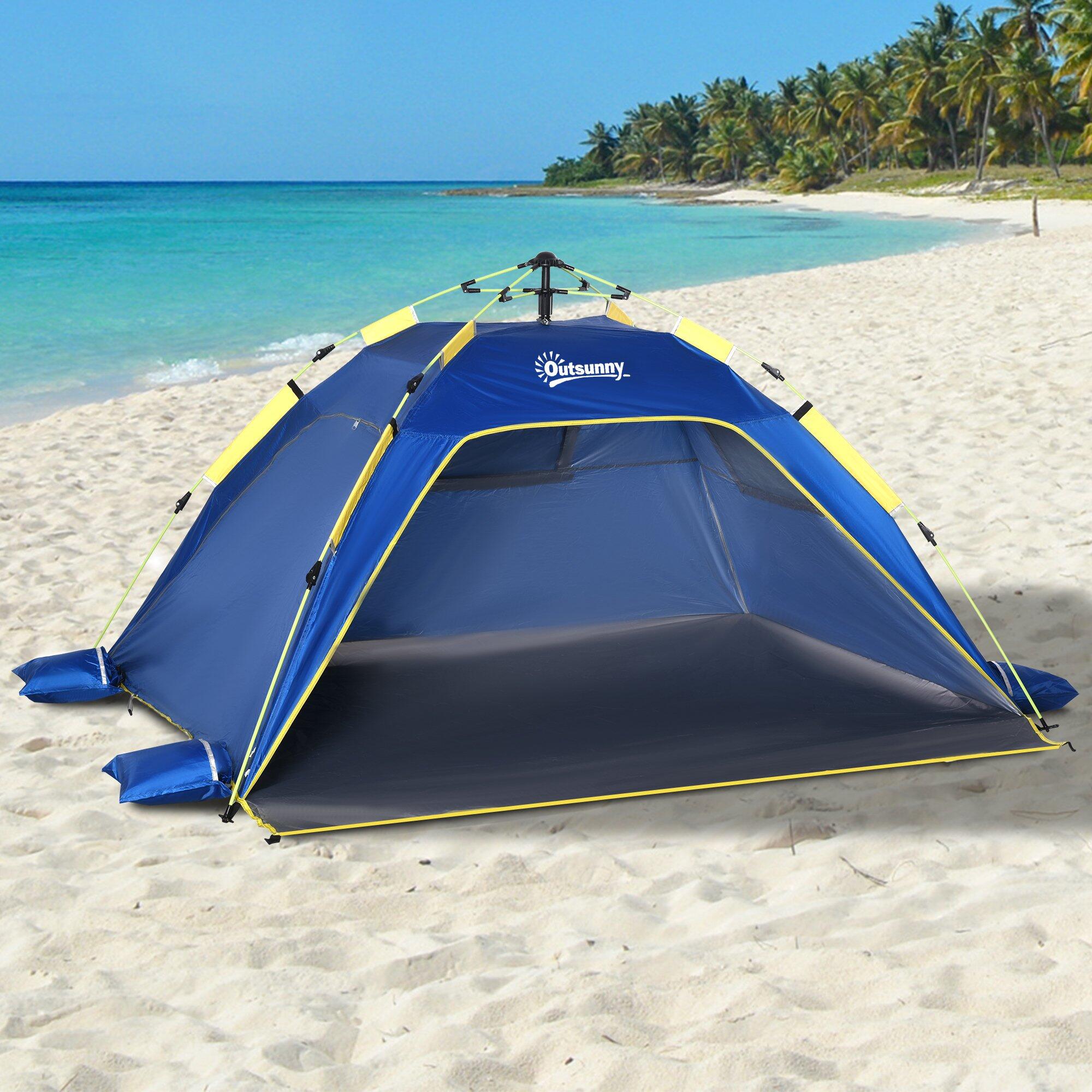 Outsunny Tenda da Spiaggia Pop Up con Finestre Traforate 2/5