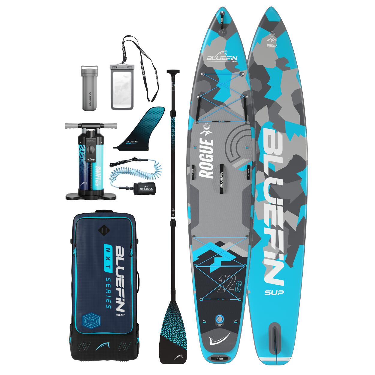 BLUEFIN SUP Opblaasbaar Paddleboard Bluefin SUP Rogue 12'6 - Blauw Grijs