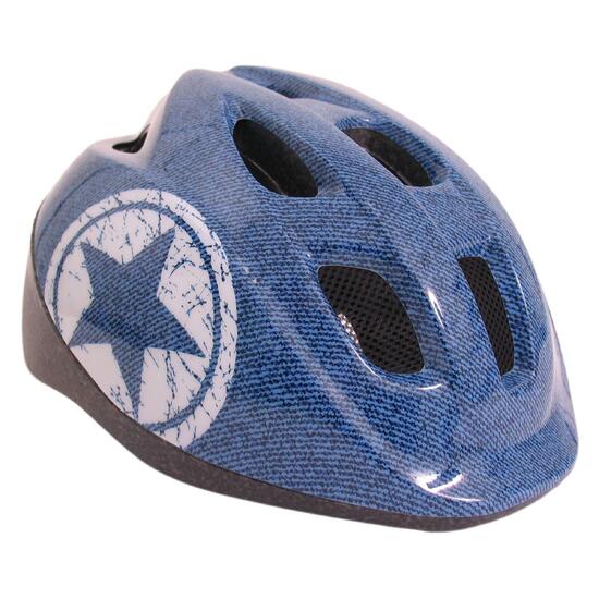 Kask Rowerowy Junior Jeans – (52-56 Cm | 20,47-22,05'') - Niebieski/Biały