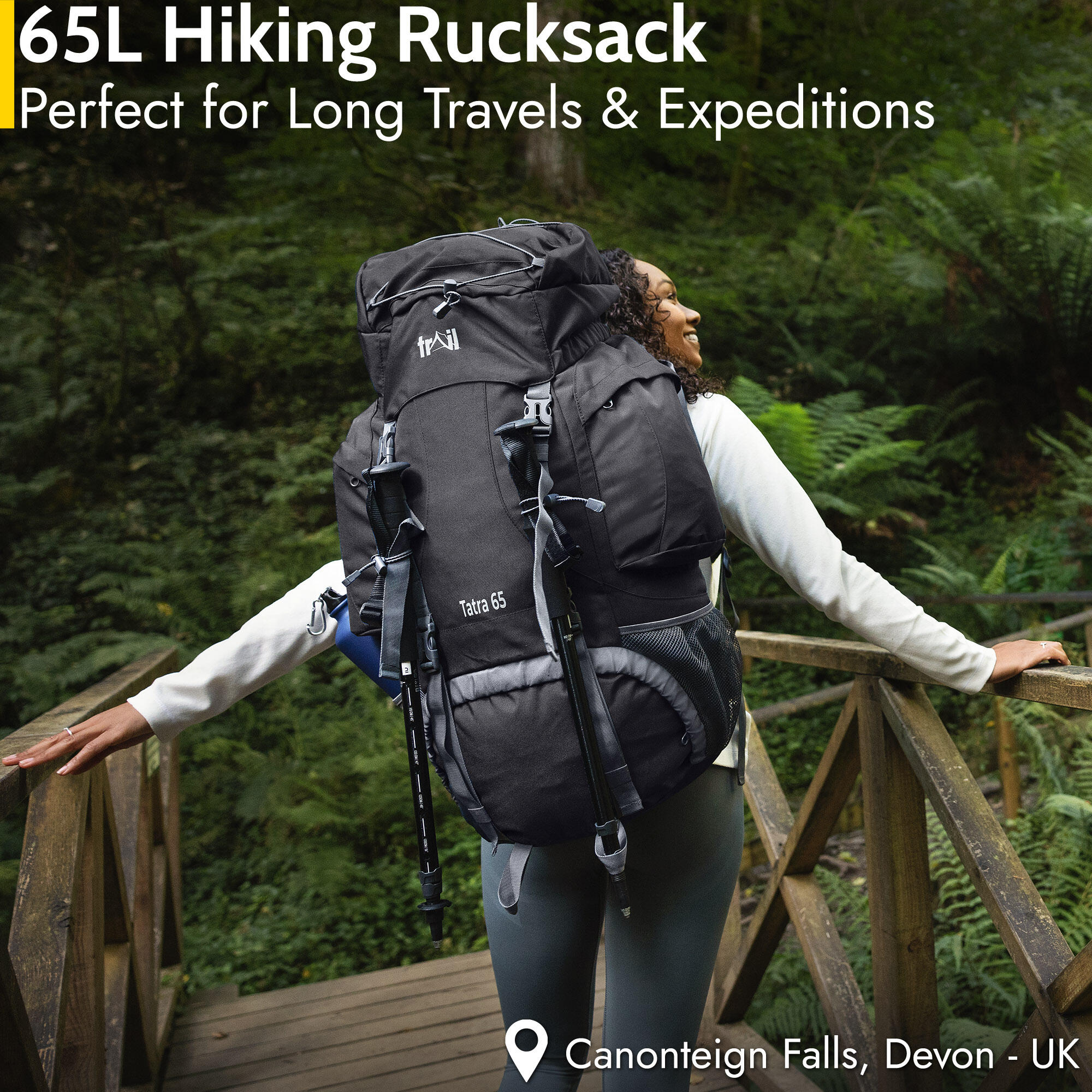 Trail Rucksack 65L 85L Camping Hiking Backpacking Padded Adjustable Travel Bag 2/6