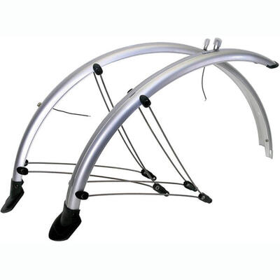 M-wave spatbord set 60mm kunststof 28 inch zilver