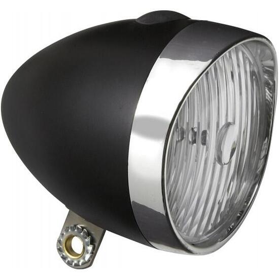 Edge Faro Bici Retrò 3 x LED - Con batterie - Nero/Cromo.