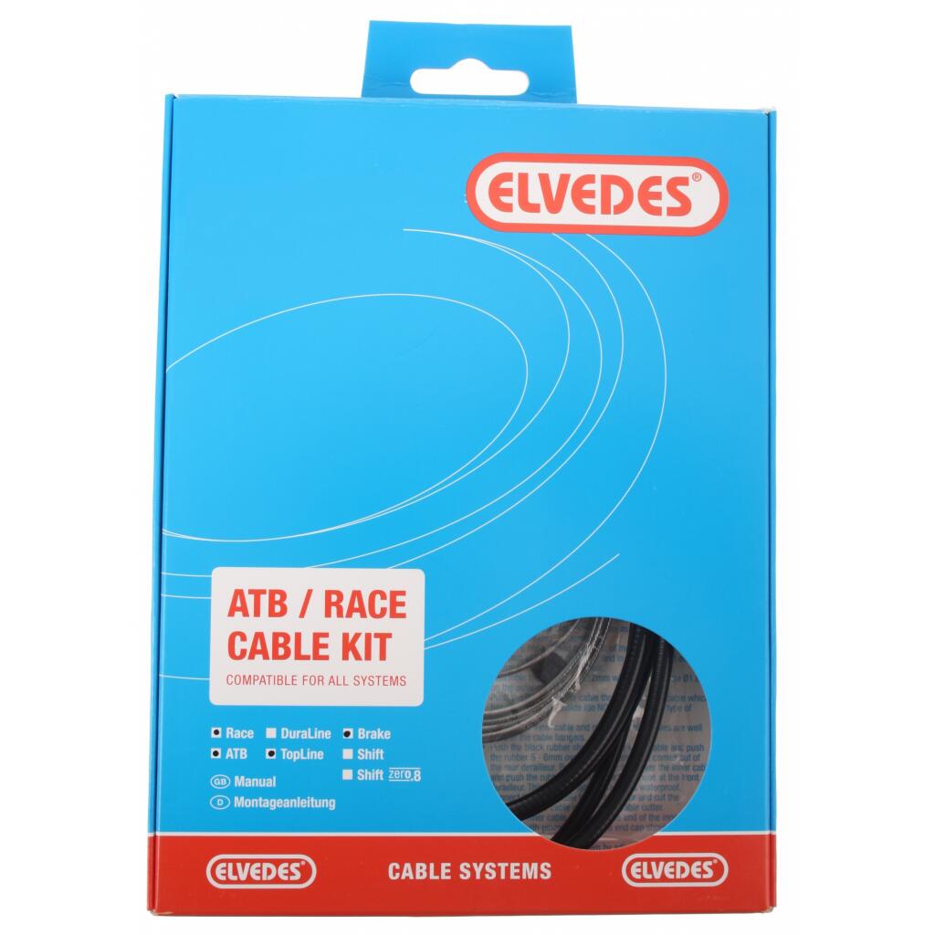 ELVEDES Rem kabelkit ATB / Race compleet - zwart (in doosje)