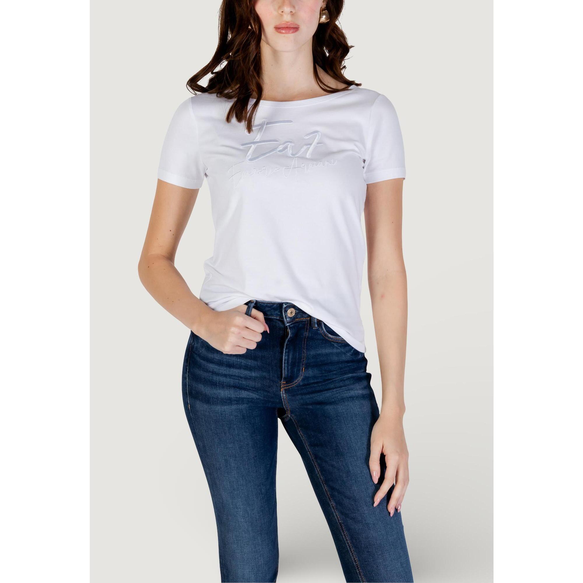 Ea7 - T-shirt Crop Top  Femme Blanc - T-shirt Crop Top - Blanc - Decathlon