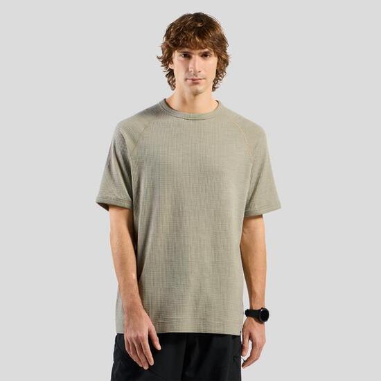 T-shirt a maniche corte Ascent in tessuto a griglia in misto merino ODLO